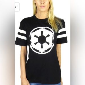 NWT Star Wars Womens M Empire Logo Varsity Football Tee